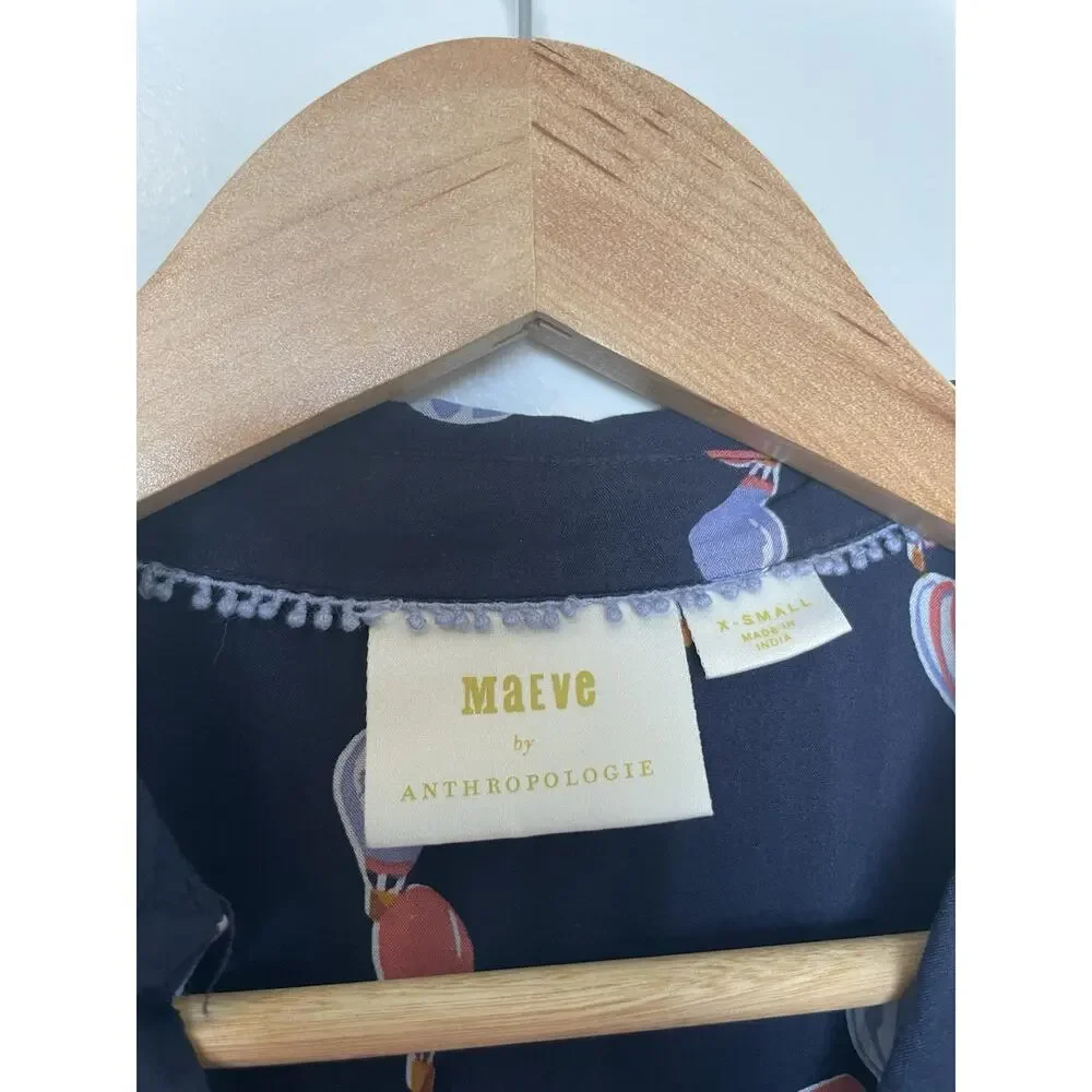 MAEVE BY ANTHROPOLOGIE SLEEVELESS NOVELTY PRINT HOT AIR BALLOON BLOUSE SZ XS - Picture 8 of 14